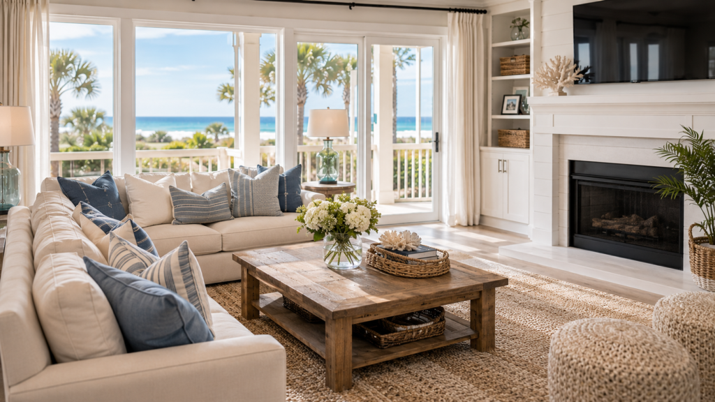 Luxury vacation rental entryway in Brunswick County NC with hotel-style presentation