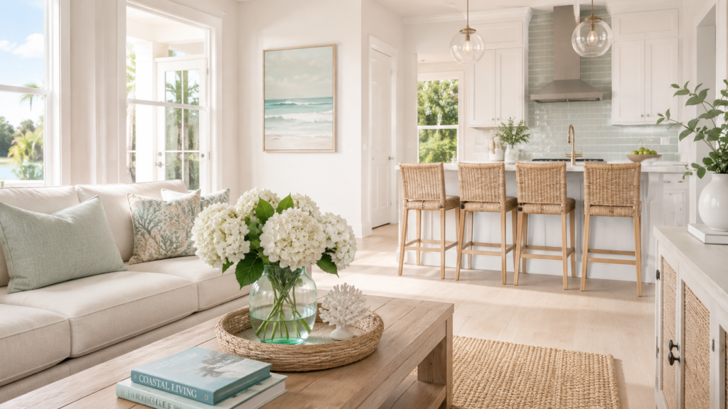 Clean coastal vacation rental bedroom in Brunswick County NC with eco-friendly cleaning products