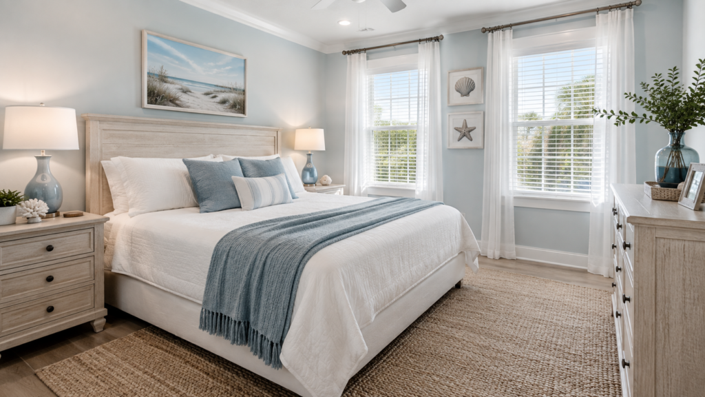 Clean coastal bedroom in Brunswick County NC included in residential cleaning service